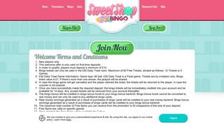 Welcome Terms and Conditions - Play Online Bingo | Sweet Shop Bingo