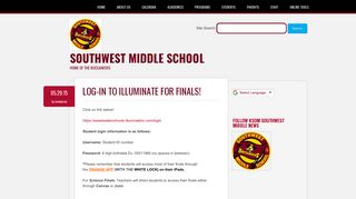 Southwest Middle School | Log-in to illuminate for finals!