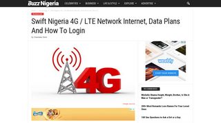 Swift Nigeria 4G / LTE Network Internet, Data Plans and How To Login