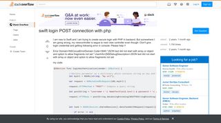 swift login POST connection with php - Stack Overflow