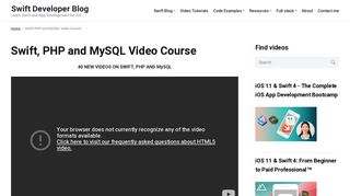 Swift, PHP and MySQL Video Course - Swift Developer Blog