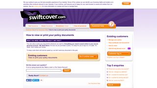 View or Print your Insurance Policy Documents Online - Swiftcover Car ...