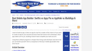 Best Mobile App Builder: Swiftic vs Appy Pie vs AppMakr vs iBuildApp ...