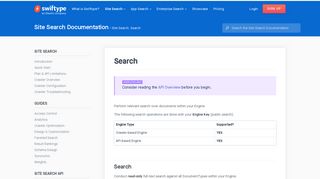 Search | Swiftype Documentation