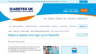 Make a splash and sign up to Swim22 | Diabetes UK