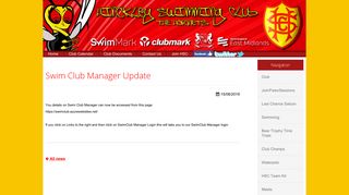 Swim Club Manager Update - Hinckley Swimming Club