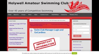 Swim Club Manager Login and GoCardless – Holywell Swimming Club