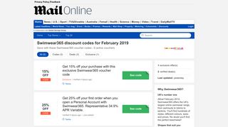 Swimwear365 discount code - 15% OFF in January - Daily Mail