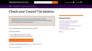 Check your Council Tax balance | Swindon Borough Council