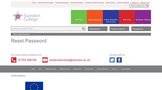 Reset Password - Swindon College