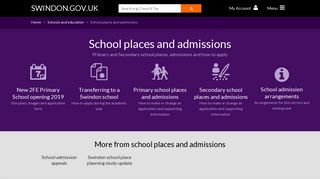 School places and admissions | Swindon Borough Council
