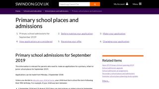 Primary school places and admissions - Swindon Borough Council