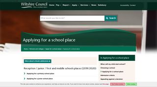 Applying for a school place - Wiltshire Council