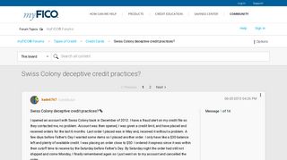 Swiss Colony deceptive credit practices? - myFICO® Forums - 2236925