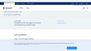 Anti-spam warning when sending e-mails - Help | Swisscom