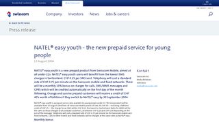 NATEL® easy youth - the new prepaid service for young ... - Swisscom