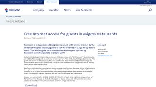 Free Internet access for guests in Migros restaurants | Swisscom