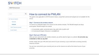 PWLAN - How to Connect - SWITCHconnect - SWITCH Help