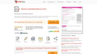 Switch2tmobilecom - Fill Online, Printable, Fillable, Blank | PDFfiller