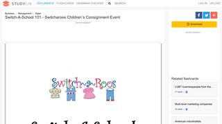 Switch-A-School 101 - Switcharoos Children`s Consignment Event