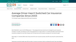 Average Driver Hasn't Switched Car Insurance Companies Since 2003