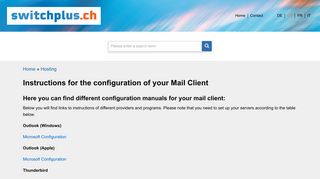 Instructions for the configuration of your Mail Client - Switchie