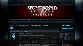 In-Game Chat Channels & Login Scripts - Secret World Legends Roleplay