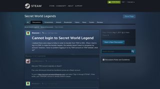 Cannot login to Secret World Legend - Steam Community