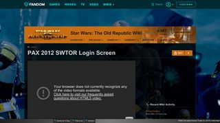 Video - PAX 2012 SWTOR Login Screen | Star Wars: The Old ...