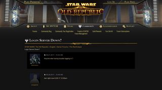 STAR WARS: The Old Republic - Login Server Down?
