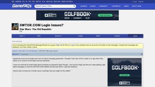SWTOR.COM Login Issues? - Star Wars: The Old Republic Message ...