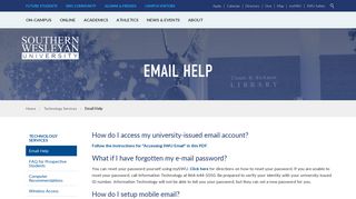 Email Help | Southern Wesleyan University