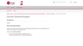 Service - Canvas Technical Support - TeamDynamix