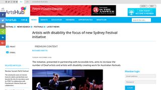 Artists with disability the focus of new Sydney Festival initiative - ArtsHub
