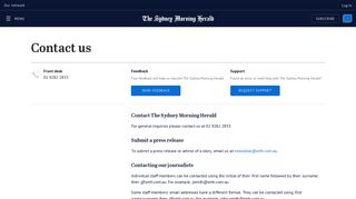 Contact us | The Sydney Morning Herald