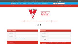 Login - Sydney Swans Hospitality