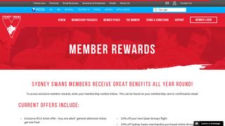 Member Rewards - Sydney Swans Membership
