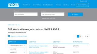 Work at home jobs Jobs at SYKES JOBS