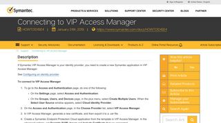 Connecting to VIP Access Manager - Symantec Support