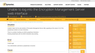 Unable to log into the Encryption Management Server web interface