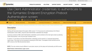Use Client Administrator credentials to authenticate to the Symantec ...