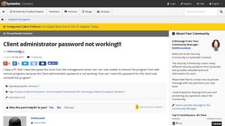 Client administrator password not working!!! | Symantec Connect ...