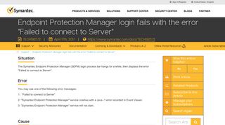 Endpoint Protection Manager login fails with the ... - Symantec Support
