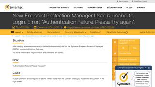 New Endpoint Protection Manager User is unable to Login. Error ...