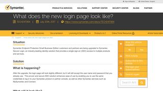 What does the new login page look like? - Symantec Support