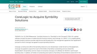 CoreLogic to Acquire Symbility Solutions - PR Newswire