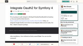 Integrate Oauth2 for Symfony 4 - DEV Community            - Dev.to