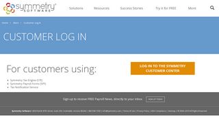 Customer Log In - Symmetry Software