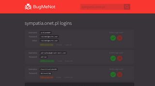 sympatia.onet.pl passwords - BugMeNot