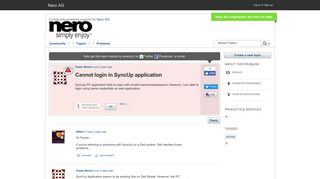 Cannot login in SyncUp application - Nero Forum
